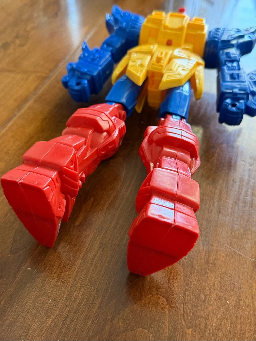 Vintage Mecha Robot Action Figure Toy Red Blue Yellow 10” Unknown Brand